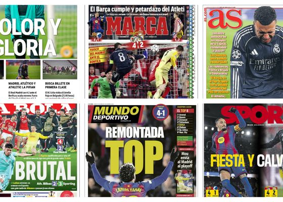 La última jornada de la Champions League con las derrotas de Real Madrid y Atlético, la remontada del Barcelona y los posibles emparejamientos… Así vienen las portadas