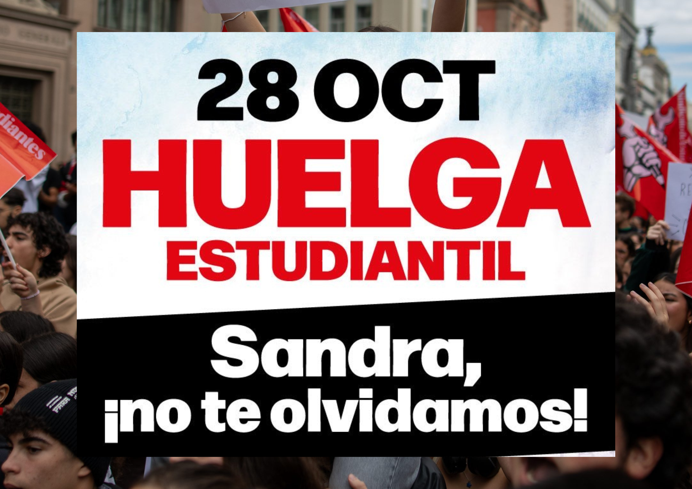 Los estudiantes paran las clases el 28 de octubre en memoria de Sandra Peña