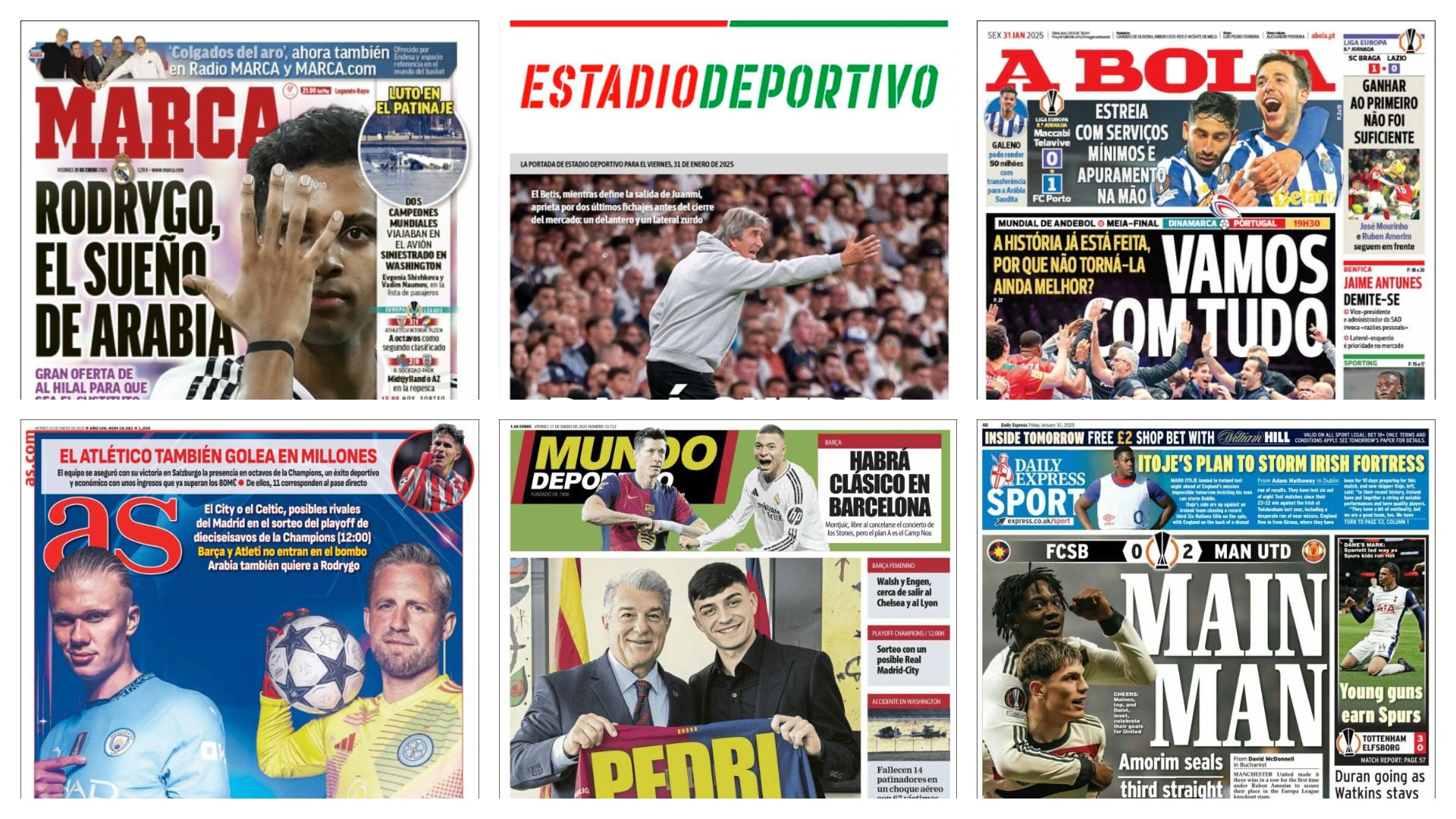Las victorias en UEFA de Athletic y Real Sociedad, la renovación de Pedri, la oferta de Arabia por Rodrygo... así vienen las portadas de hoy