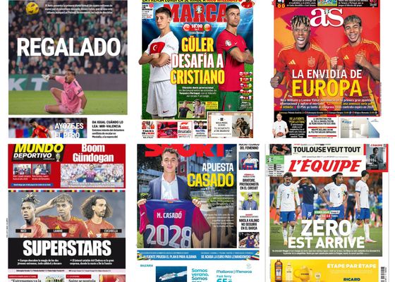 La Eurocopa, el nuevo lío entre el PSG y Mbappé, Casadó y Romeu en el FC Barcelona… las portadas del sábado 22 de junio 2024