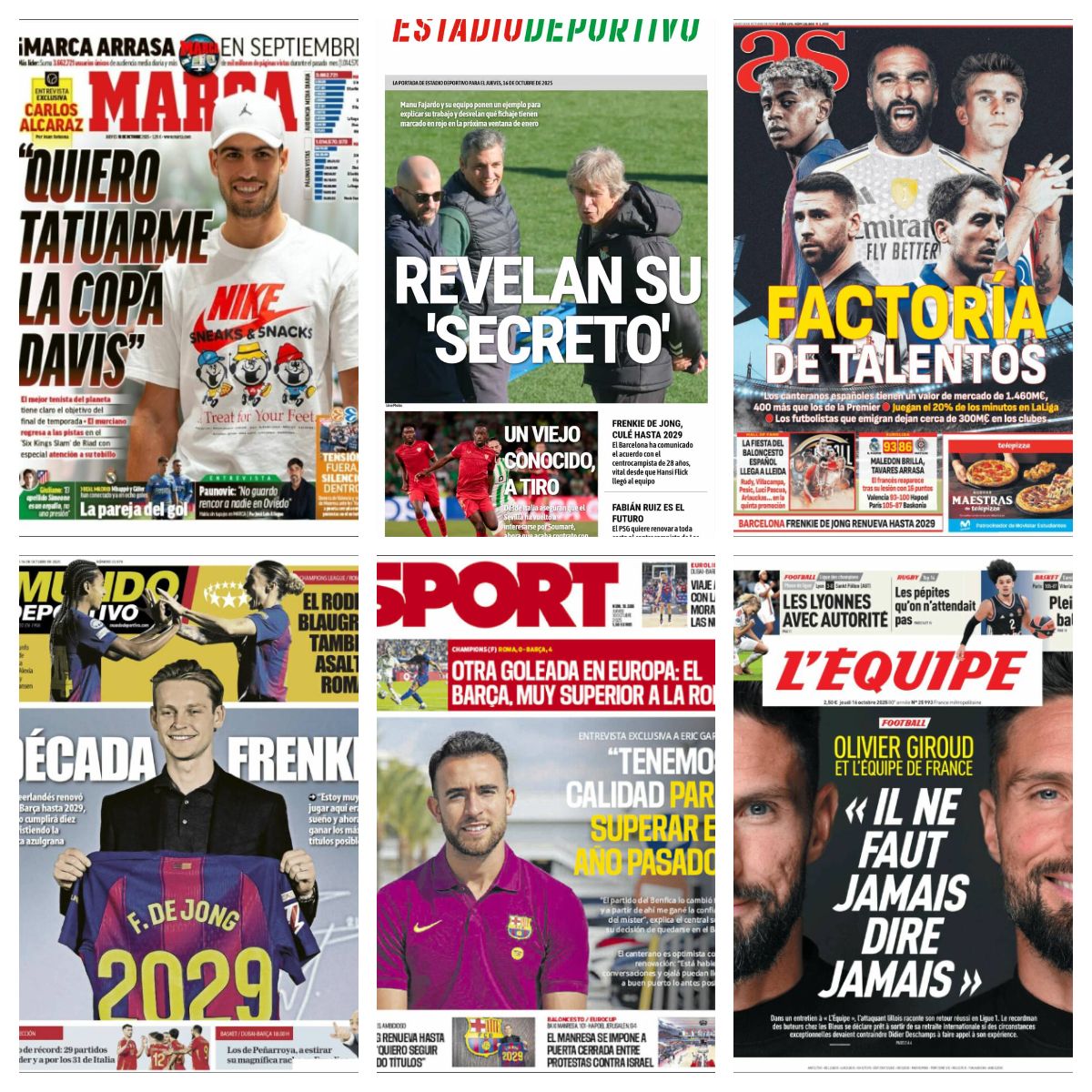 El secreto de Manu Fajardo, Carlos Alcaraz y su estreno en el Six Kings Slam, el talento de la Selección de Luis de La Fuente...así vienen las portadas