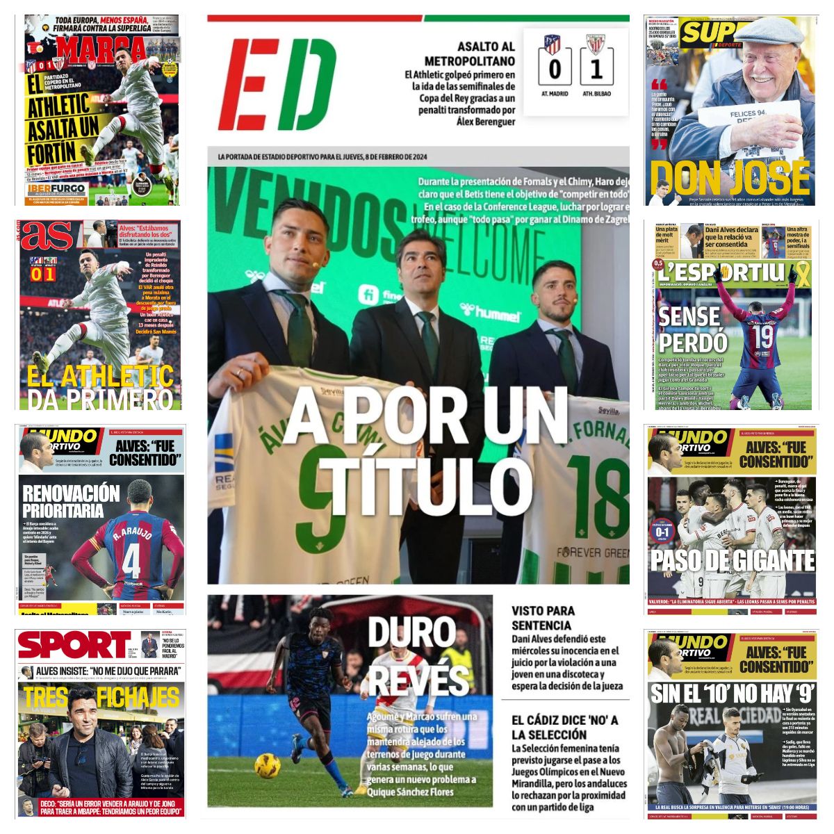 La Copa, la Superliga, Alves, Araújo, Haro… portadas del jueves 8 de febrero