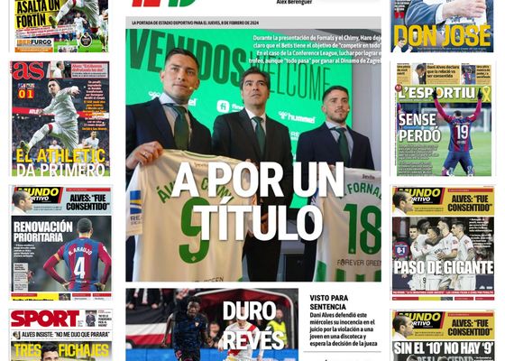 La Copa, la Superliga, Alves, Araújo, Haro… portadas del jueves 8 de febrero