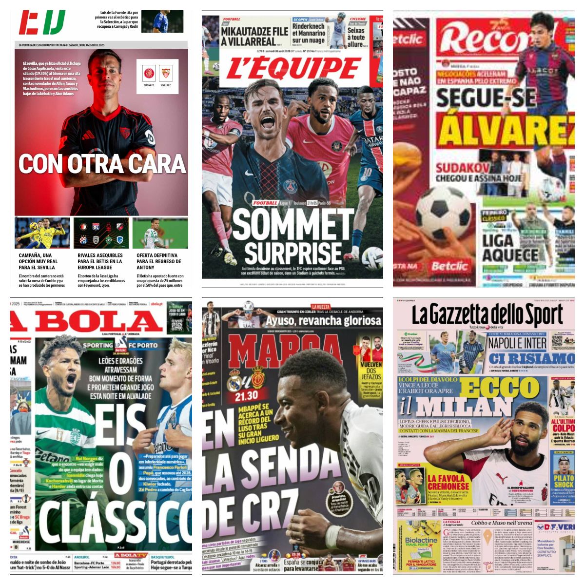 La convocatoria de España, el récord de Mbappé, la salida de Fermín... Así vienen las portadas deportivas del 30 de agosto