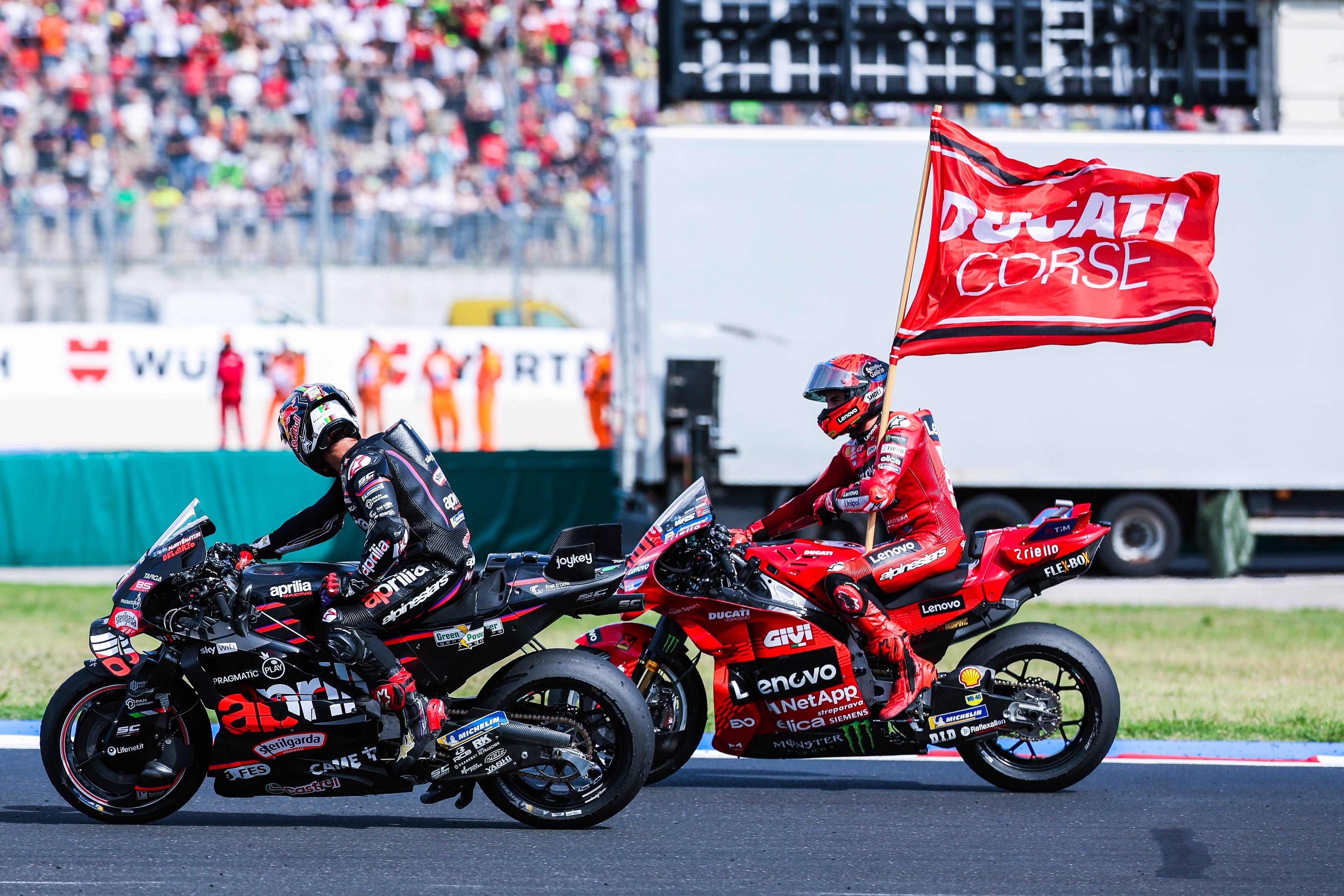 Aprilia lo deja claro: "Con Jorge Martín al cien por cien es posible batir a Marc Márquez"