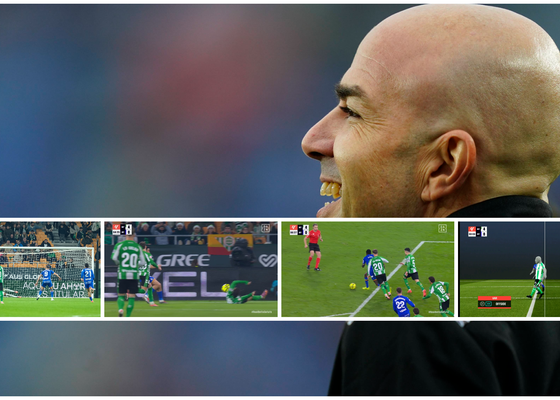 El 'show' de González Fuertes en La Cartuja: fuera de juego inverosímil, penalti de chiste que pudo repetirse, nueve minutos de 'castigo'...