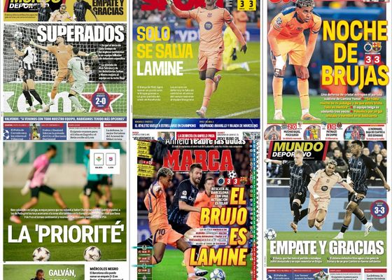 Lamine Yamal rescata al Barça, ‘La Priorité’ en el Betis, el banquillo del Sevilla vibra, tropiezo europeo del Athletic… Así vienen las portadas del jueves 6 de noviembre
