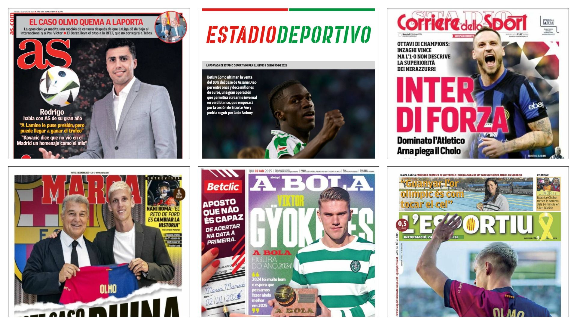El caso Olmo, Mercado de fichajes y los primeros partidos del año... así vienen las portadas