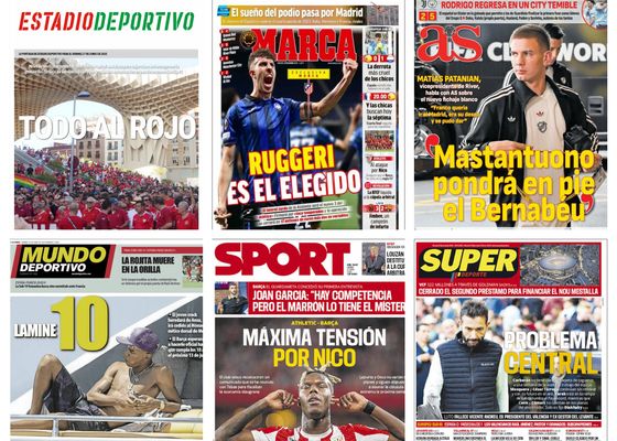 La llegada de Ruggeri, Mastantuono y el fichaje de Nico Williams: así vienen las portadas 