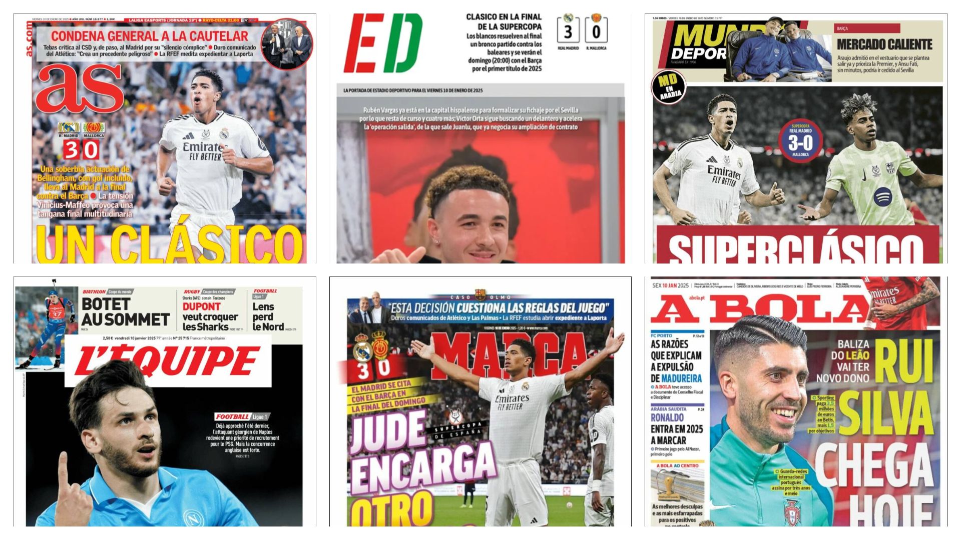 La Supercopa de España, comunicados de clubes por el 'Caso Olmo' y el mercado de fichajes.. así vienen las portadas