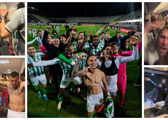 La fiesta del EuroBetis: en el césped, el vestuario, el autobús... y en la Feria de Sevilla