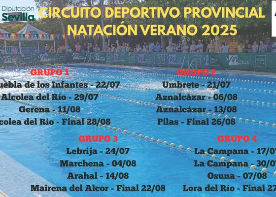 Todo preparado en Alcolea del Río para la segunda jornada del Circuito Provincial de Natación de Verano