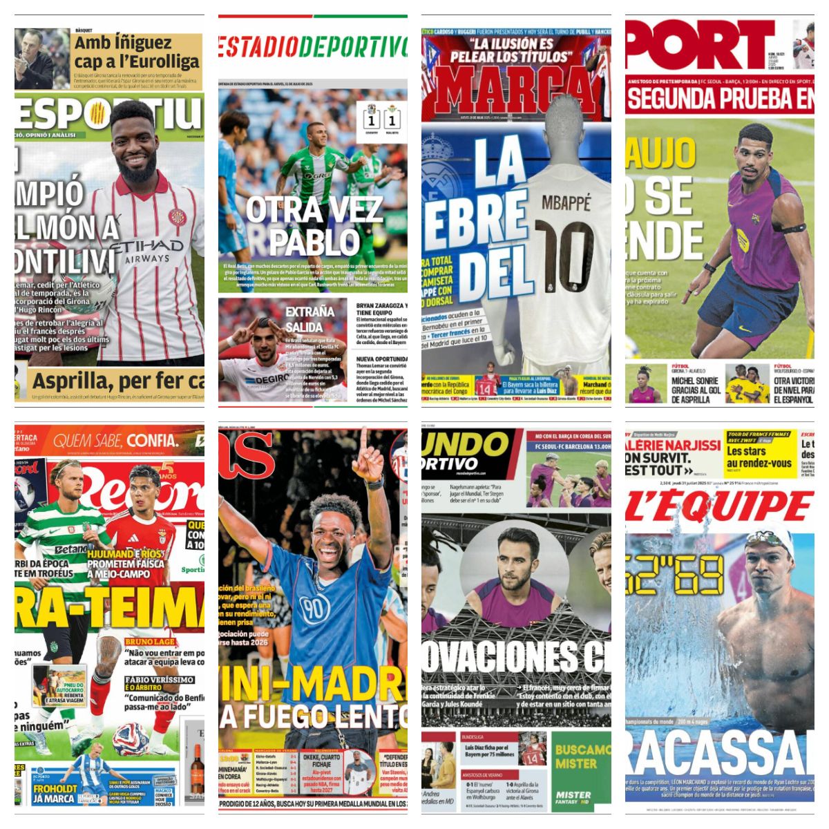 Pablo García, pretenden a Rafa Mir, Mbappé toma el '10', la renovación de Koundé.... Así vienen las portadas