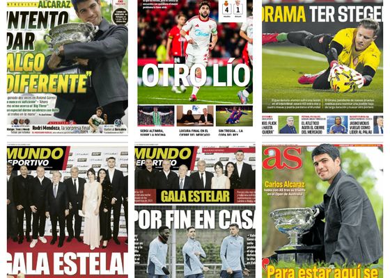La debacle del Sevilla, nueva lesión de Ter Stegen, para Carlos Alcaraz nunca es suficiente... Así vienen las portadas del día
