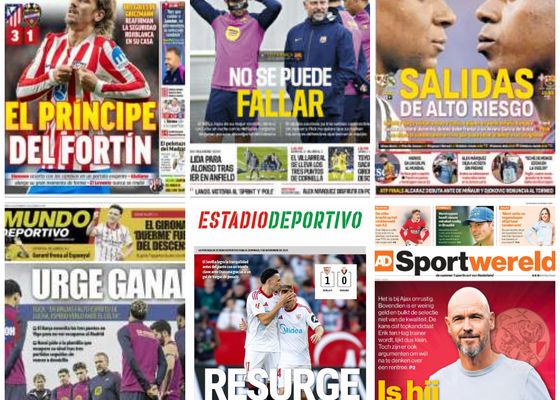 La obligación de ganar del Barça, la reválida del Real Madrid, oportunidad para el Betis...así vienen las portadas del 9 de noviembre