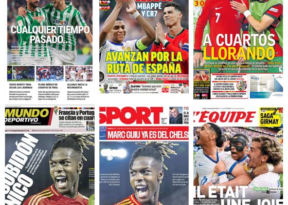 La clasificación de Francia y Portugal para cuartos, Nico Williams y el Barça... así llegan las portadas del 2 de julio