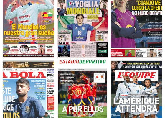 El partido de España ante Bulgaria, la clasificación de Cabo Verde para el Mundial, la operación de Marc Márquez... Así vienen las portadas deportivas del 14 de octubre