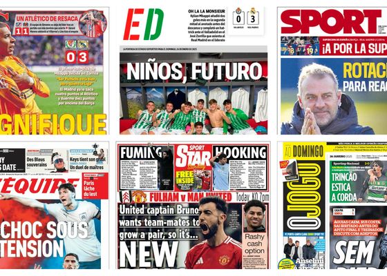 Las portadas deportivas del domingo 26 de enero: El pimer hat-trick de Mbappé, la Supercopa de fútbol femenino y la cantera verdiblanca