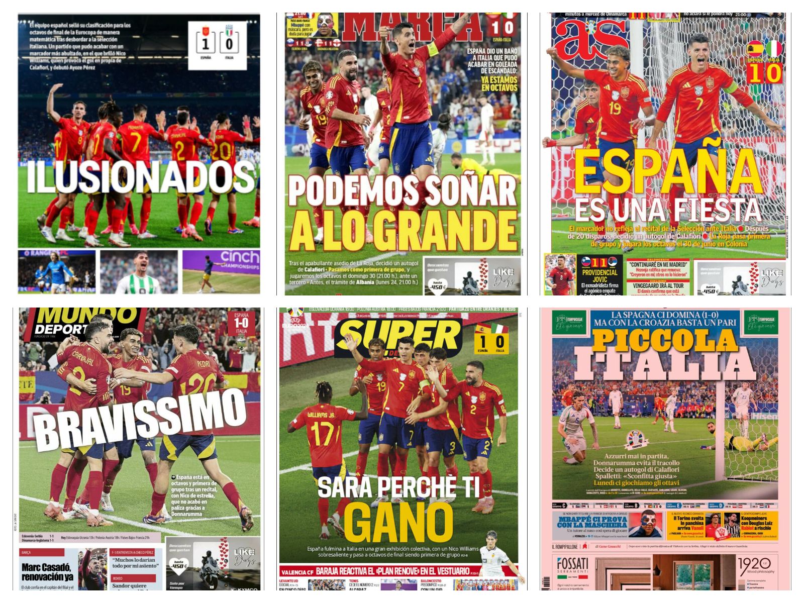 La victoria de España frente a Italia, la máscara de Mbappé, los movimientos del Sevilla y el Betis… las portadas del viernes 21 de junio 2024