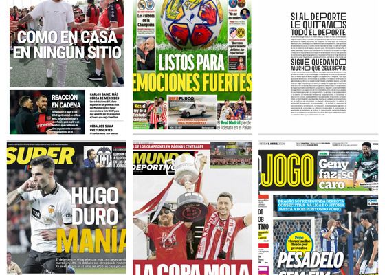 El partido del Real Madrid ante el City, el del Barça ante el PSG, la celebración de los jugadores del Athletic... así vienen las portadas 