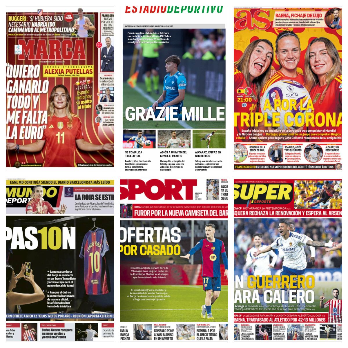 Arranca la Eurocopa femenina, el nuevo dorsal de Lamine Yamal, Jesús Rodríguez, Iván Rakitic... así vienen las portadas