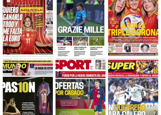 Arranca la Eurocopa femenina, el nuevo dorsal de Lamine Yamal, Jesús Rodríguez, Iván Rakitic... así vienen las portadas