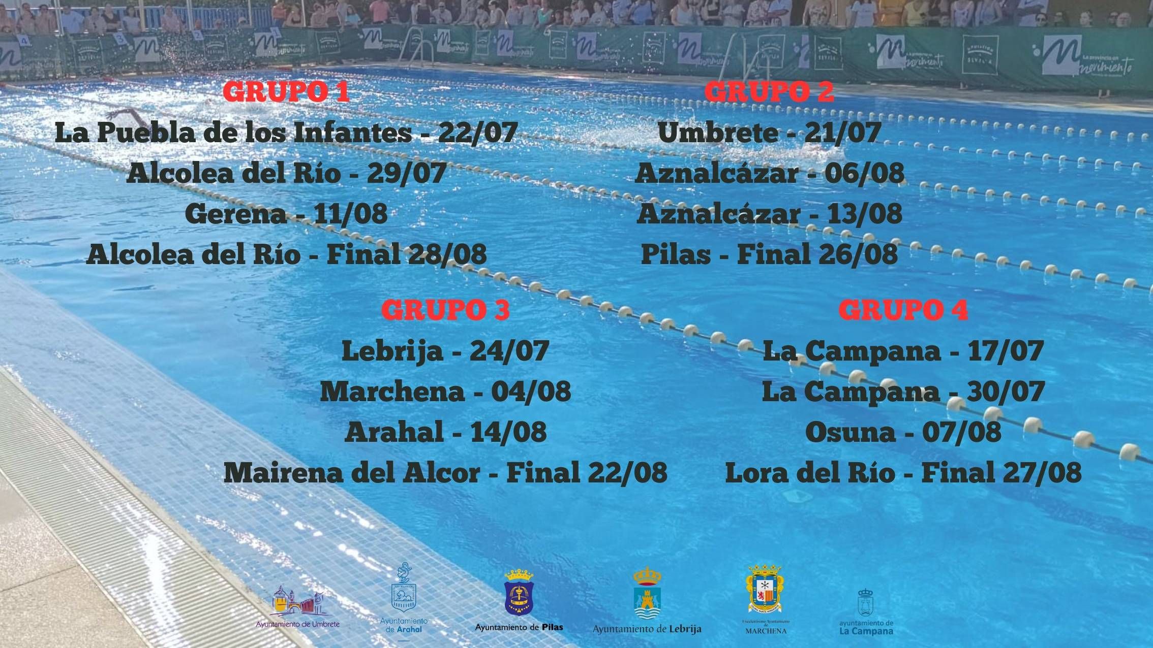 El calendario del Circuito provincial de Natación de Verano de la provincia de Sevilla