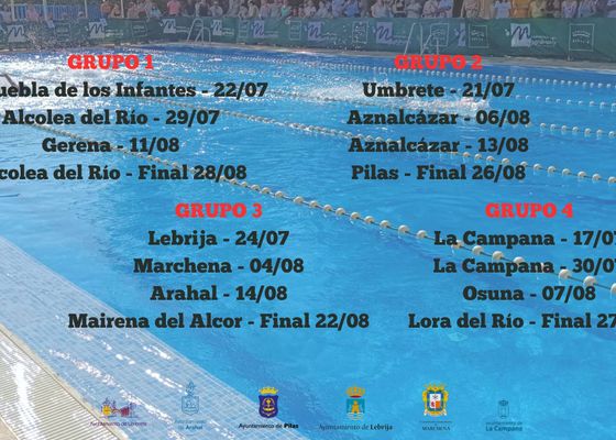 El calendario del Circuito provincial de Natación de Verano de la provincia de Sevilla