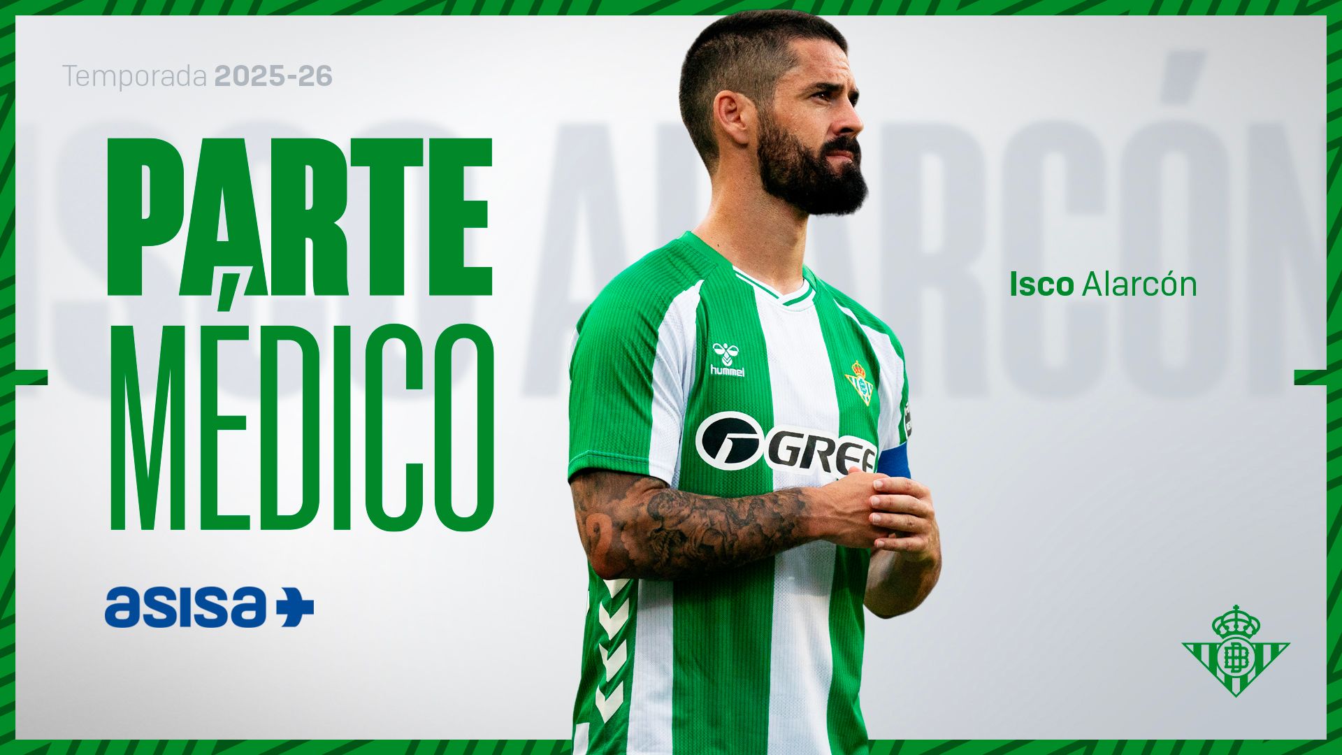 Parte médico de Isco Alarcón: otra vez fractura de peroné