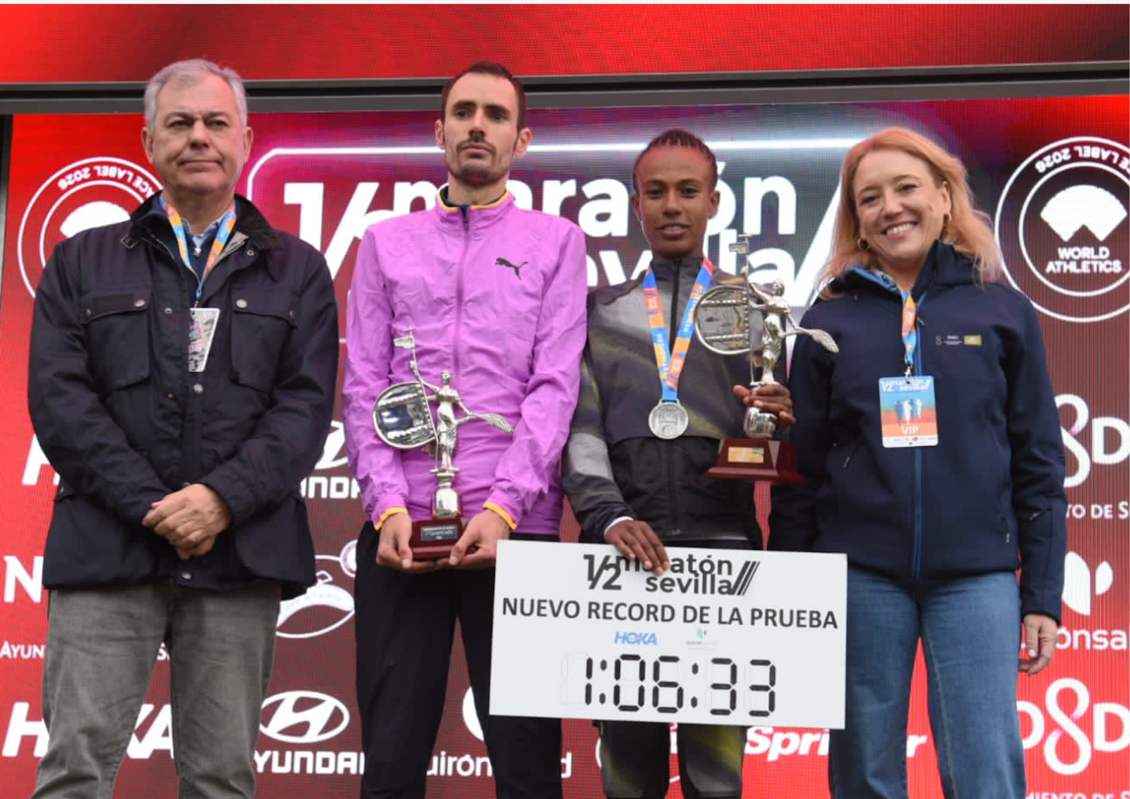 Emmanuel Roudolff y Zeineba Yimer, ganadores de la Media Maratón de Sevilla 2026