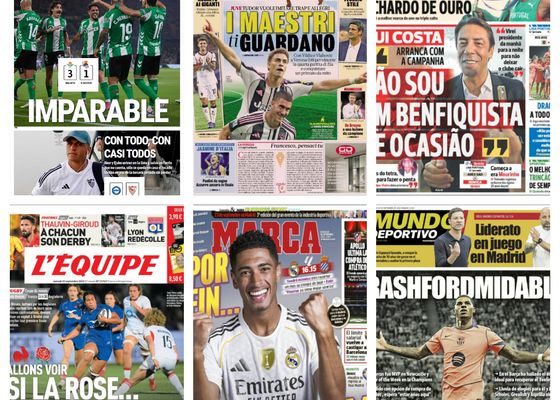 La vuelta de Bellingham, el caso Vinicius o el momento de Rashford: así vienen las portadas deportivas de hoy