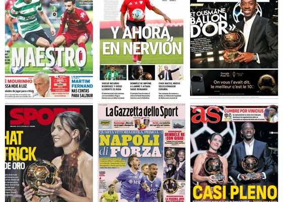 La gala del Balón de Oro, la llegada de Chus Mateo a la selección, la operación de Gavi... así vienen las portadas deportivas del 23 de septiembre