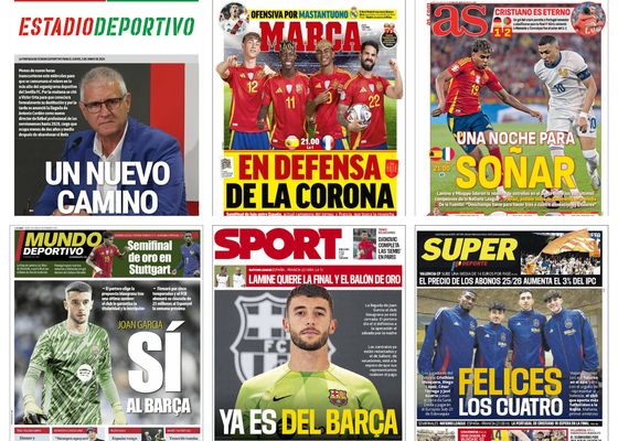 La Nations League, el fichaje de Joan García y el aterrizaje en Sevilla de Antonio Cordón: así vienen las portadas