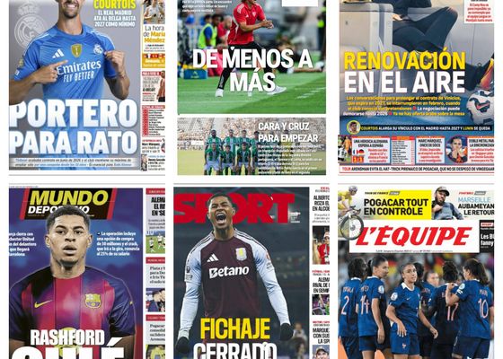 La renovación de Courtois, el fichaje de Rashford, los amistosos de Sevilla y Betis... así vienen las portadas de hoy