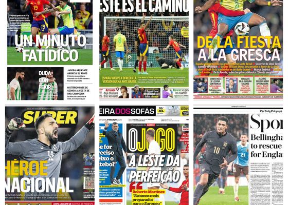 El partido entre España y Brasil, la ovación a Lamine Yamal, el gol de Endrick... así vienen las portadas